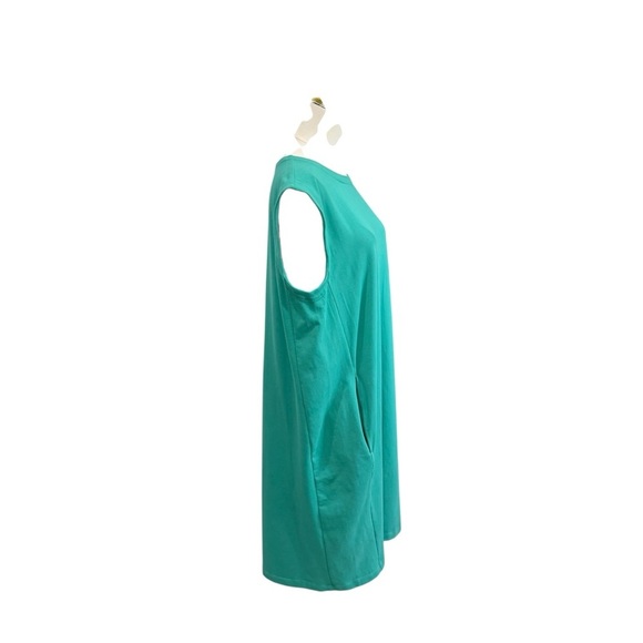 Eileen Fisher Pima Cotton Stretch Jersey Round Neck Dress Seastar Green MEDIUM - Picture 8 of 15